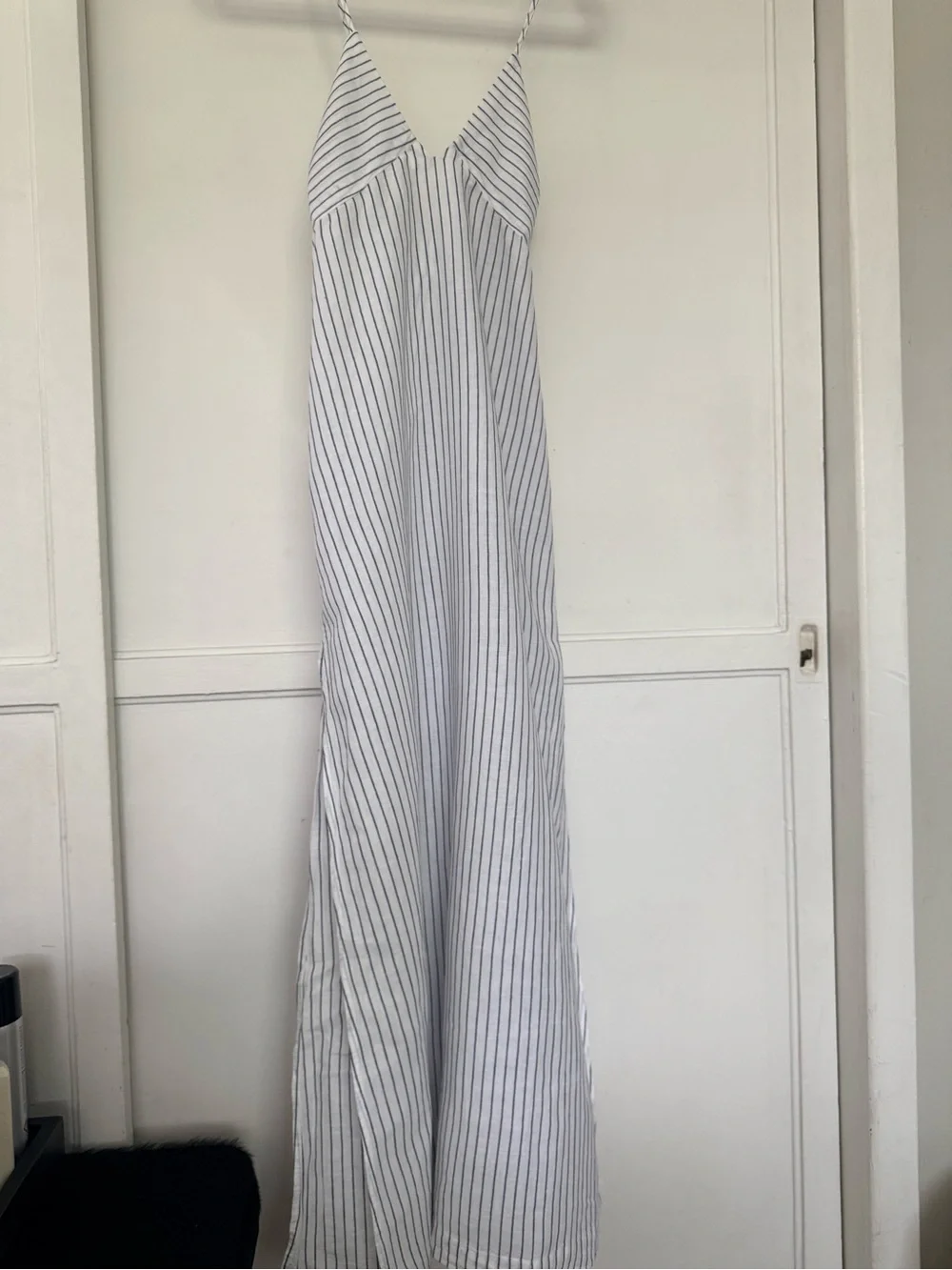 J. Crew Striped White and Blue Maxi Dress with Spaghetti Straps